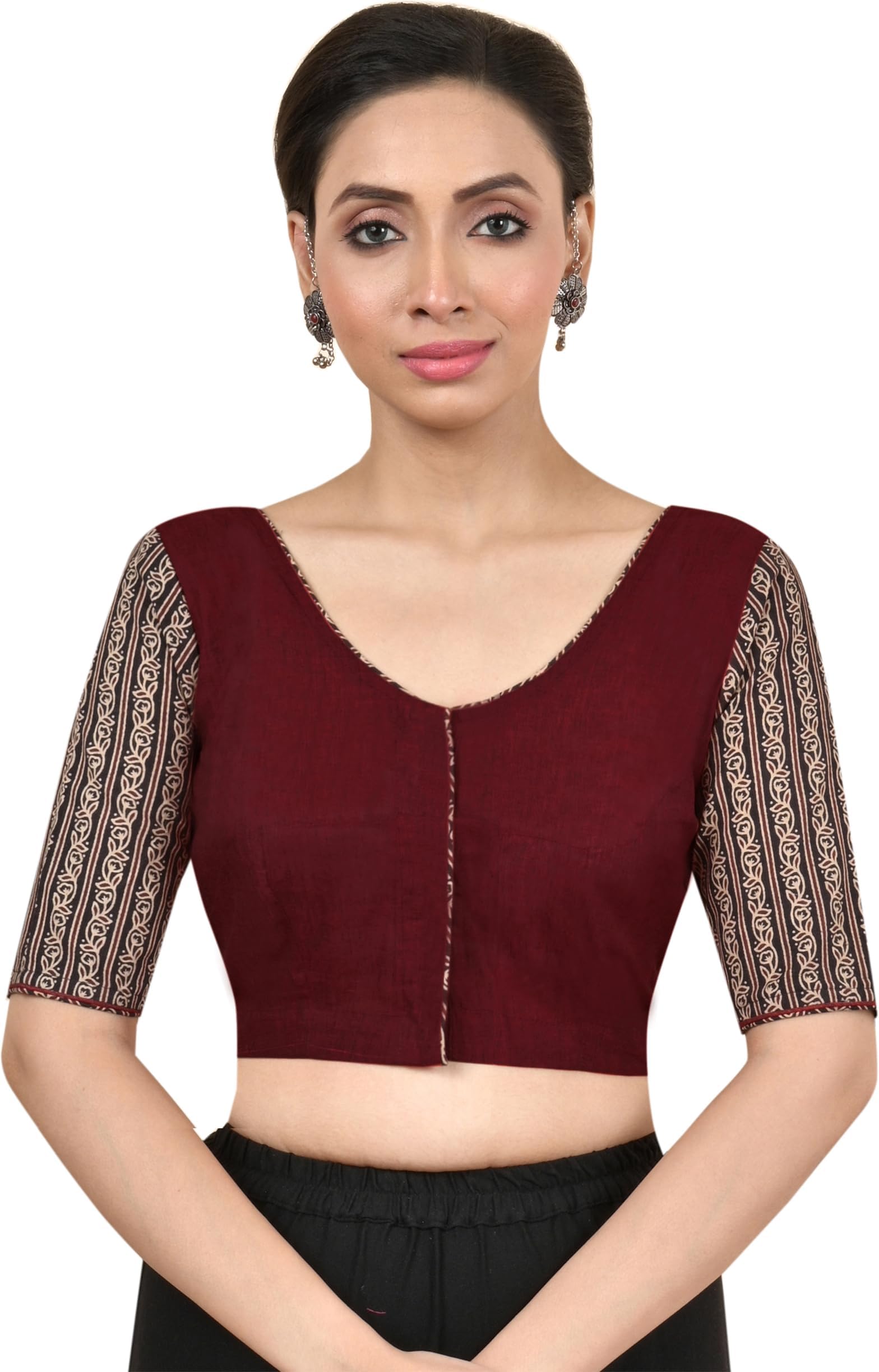 RENE Half Sleeve Non-Padded Blouse(D-005662@@P)