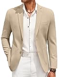 Men's Casual Linen Blazer Jacket Lightweight Sport Coats Two Button Suit Jackets