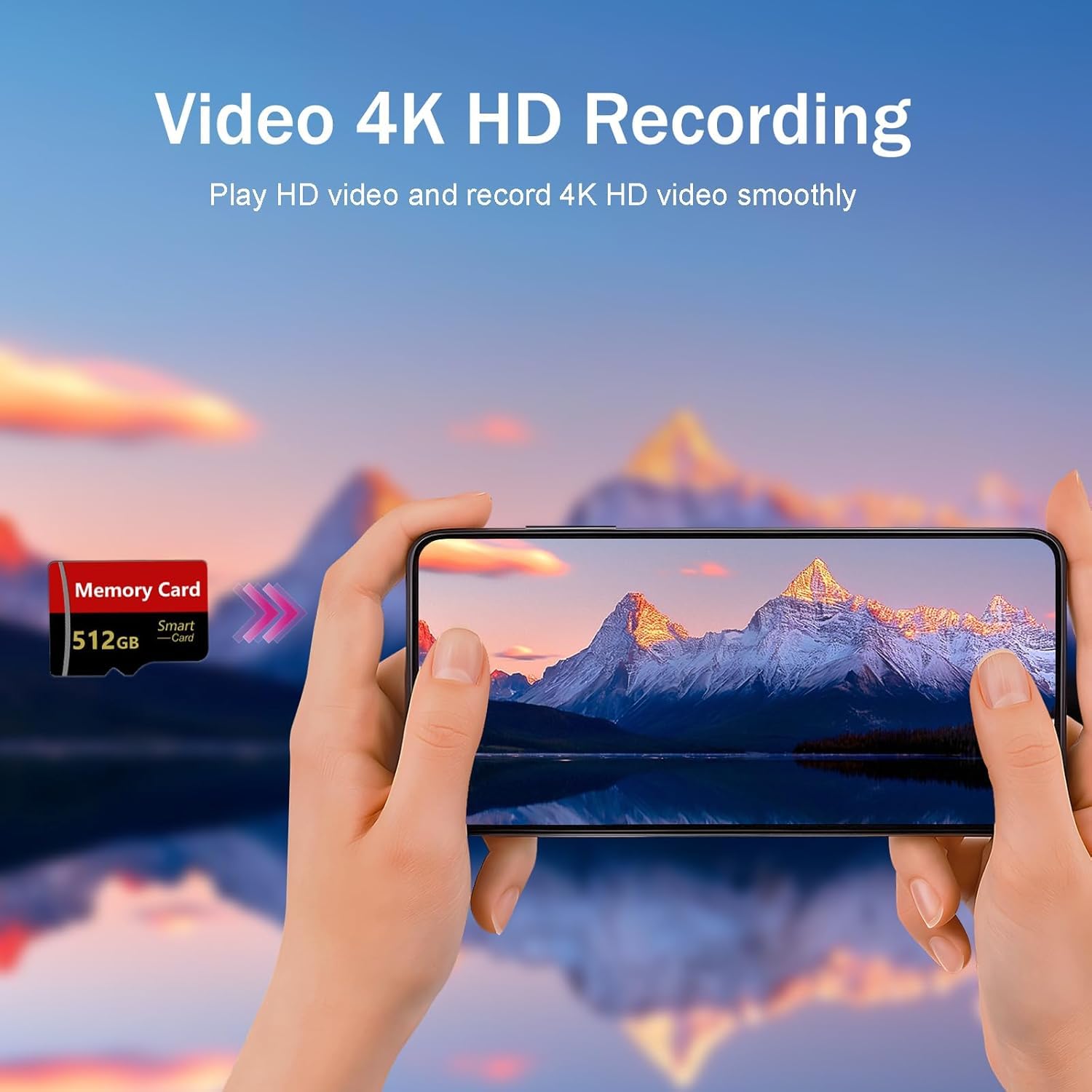 Scheda di Memoria 512GB, Velocità fino Memory Card con Adattatore SD per Telefono, Videocamera, 4K Fotocamera Pro, Tablet