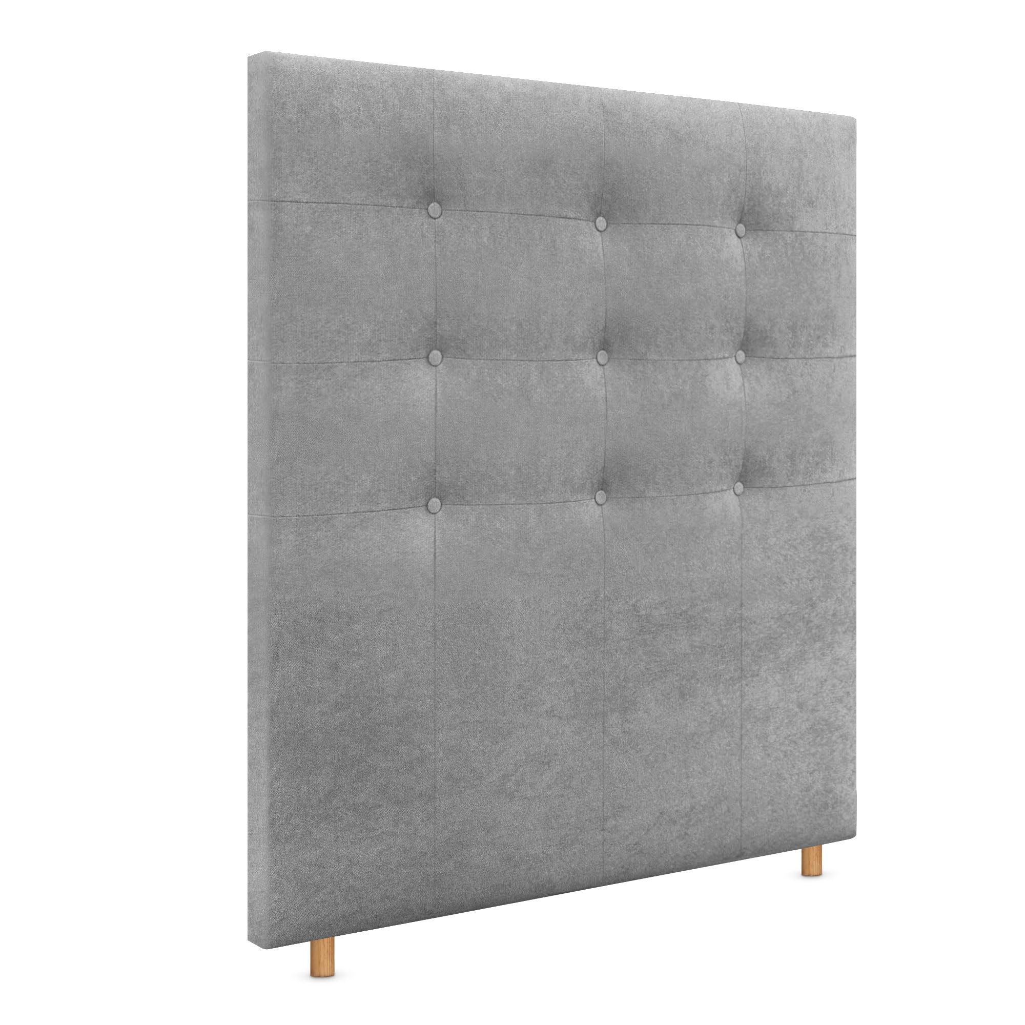 DHOME Cabecero Capitoné hasta el Suelo Cabezal 8cm tapizado ACUALINE Tela y Polipiel para Cama Dormitorio (90x120cm (80/90), Tela Gris)