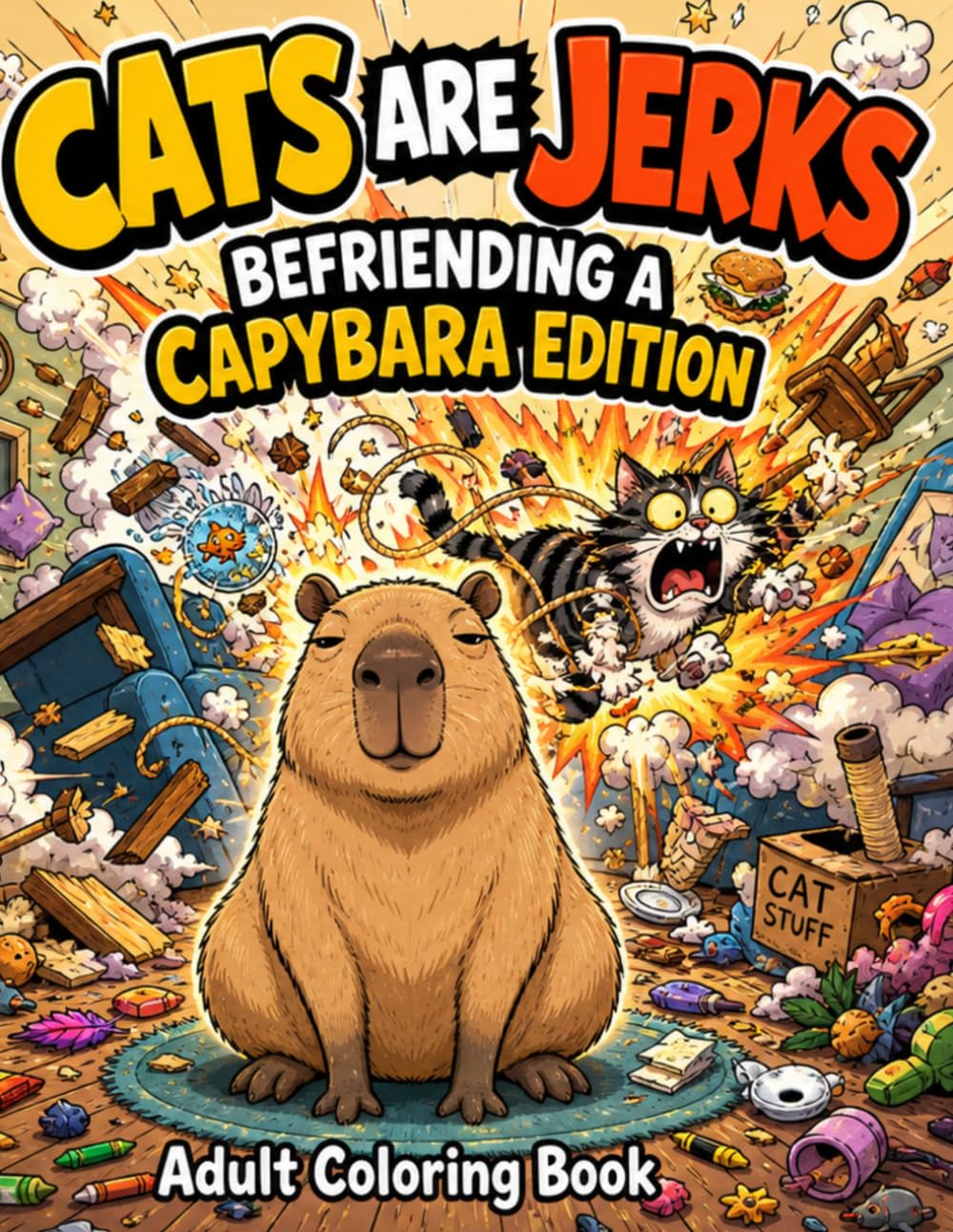 Cats are Jerks: Befriending a Capybara Edition Adult Coloring Book