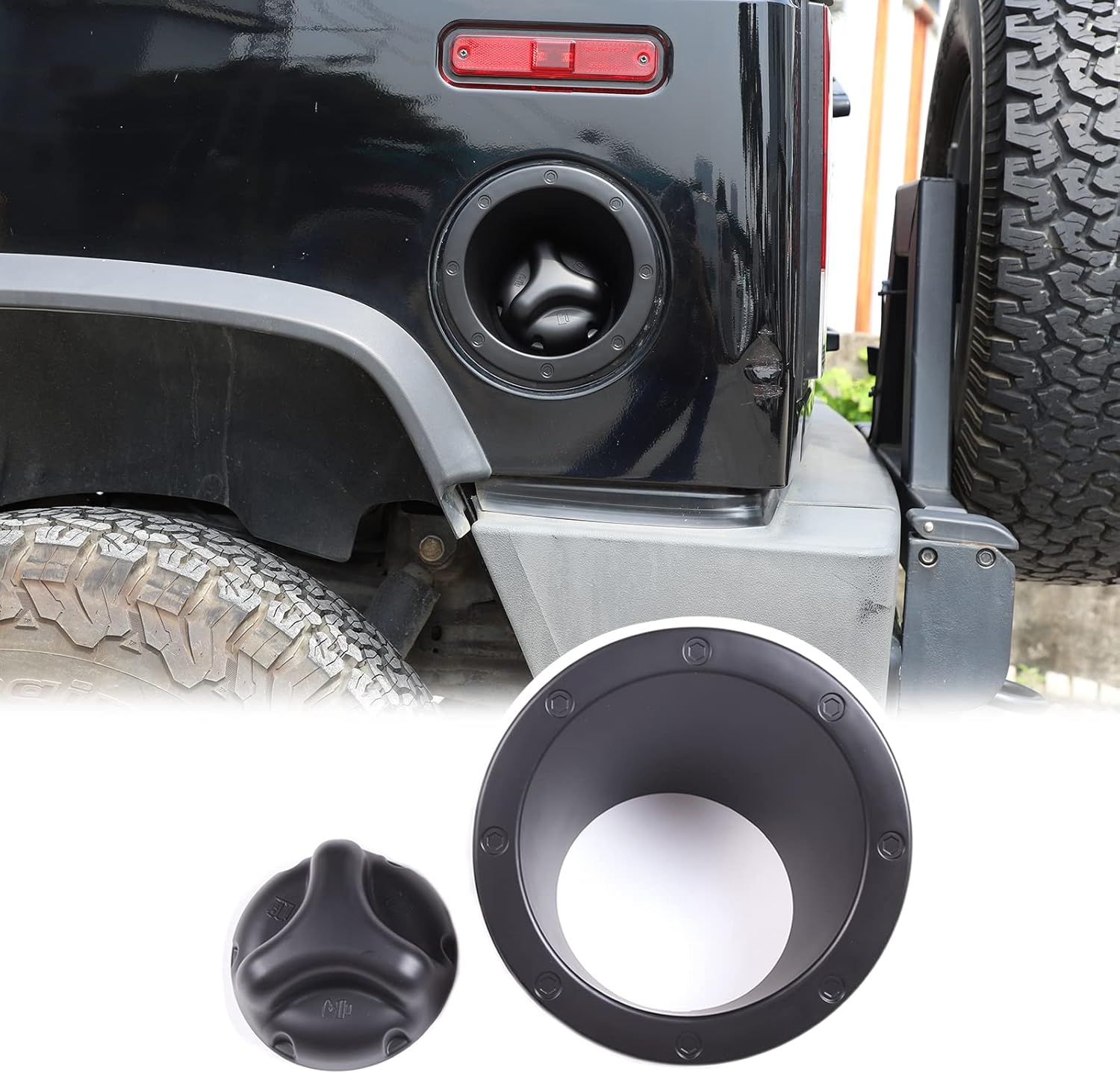 PIUGILH Matte Black Fuel Filler Door Cover Gas Fuel Tank Cap Moulding Cover Trim fit for Hummer H2 2003-2009,Fuel Door Gas Cap Tank Lid Bezel Cover,2 PCS