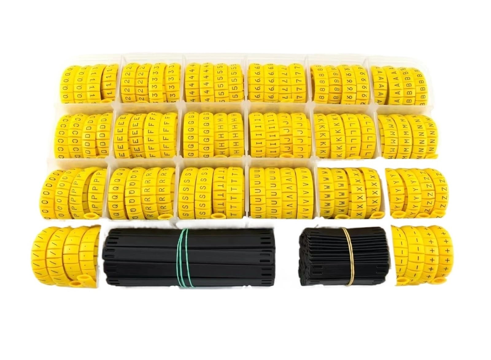 Wdsbznb One Color Cable Tags 330Pcs Black On Yellow Route Marker Kit K-Type Cable Marker Tags Cable Number Markers For Cables To A To Z Numbers 0 To 9(330Pcs)