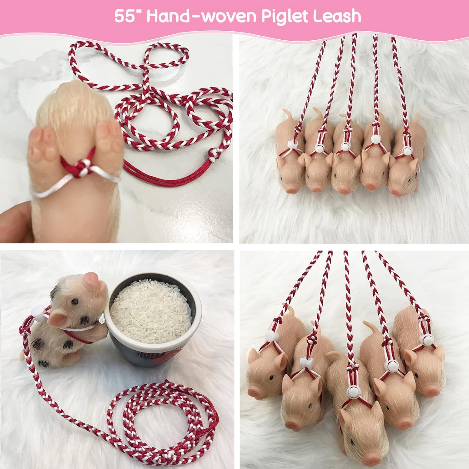VOLOBE 5 Inches Silicone Piglet, Soft Mini Realistic Silicone Animal, Gift Box with Piglet Accessories, Kids Lifelike Reborn Doll（Ella）