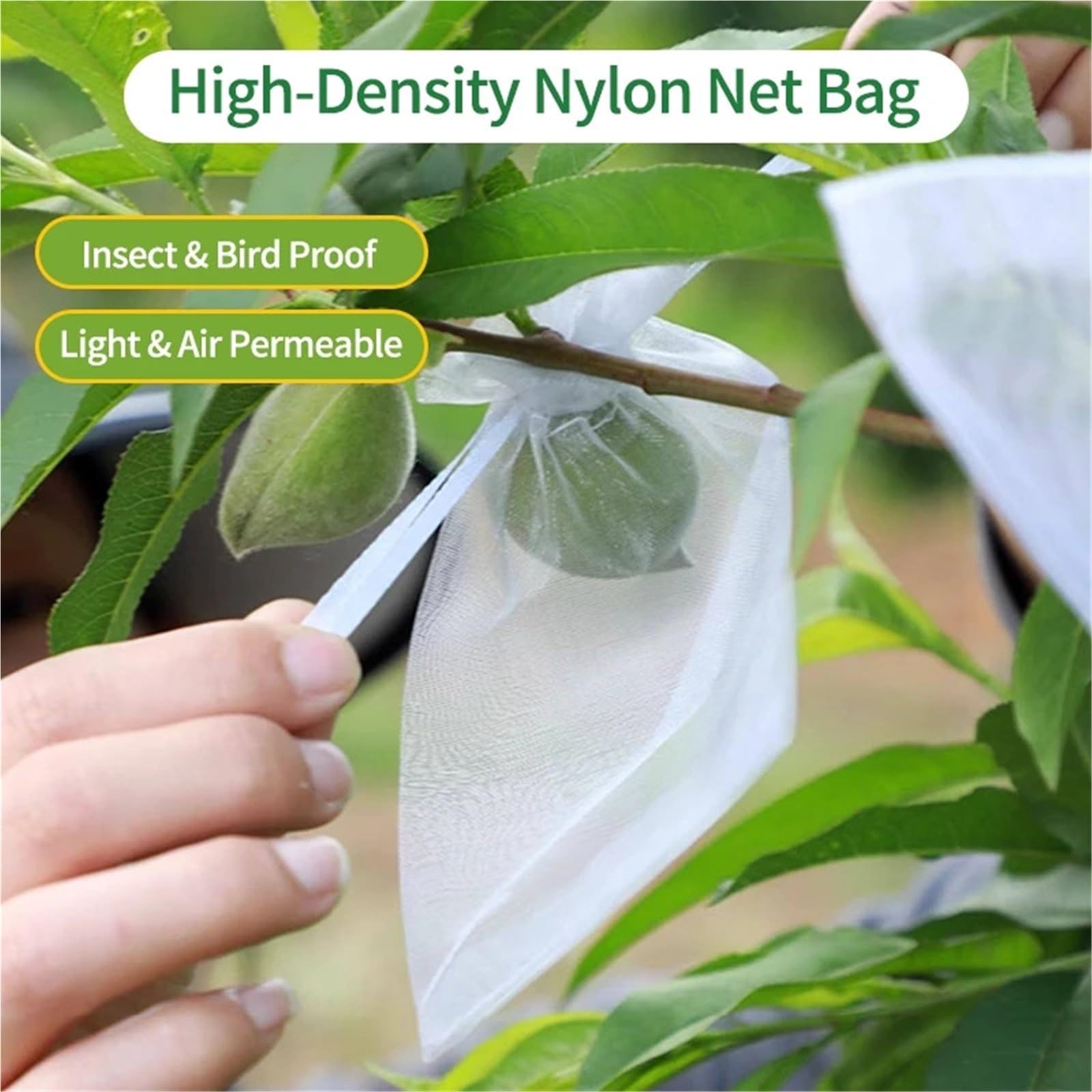 Bolsas para guardar fruta, Bolsas De Cultivo for Frutas Y Verduras, Blanco Verde, 30x20cm 20x15cm(Green-30x20cm,50pc)