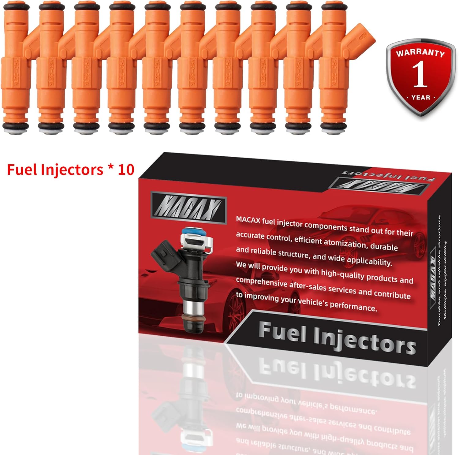 Set of 10 Fuel Injectors 0280155917 FJ322 Replacement Compatible with Ford Excursion F-250 F-350 F-450 F-550 E-350 E-450 E-550 Econoline Super Duty 6.8L V10 - Replaces CM4936 822-11150