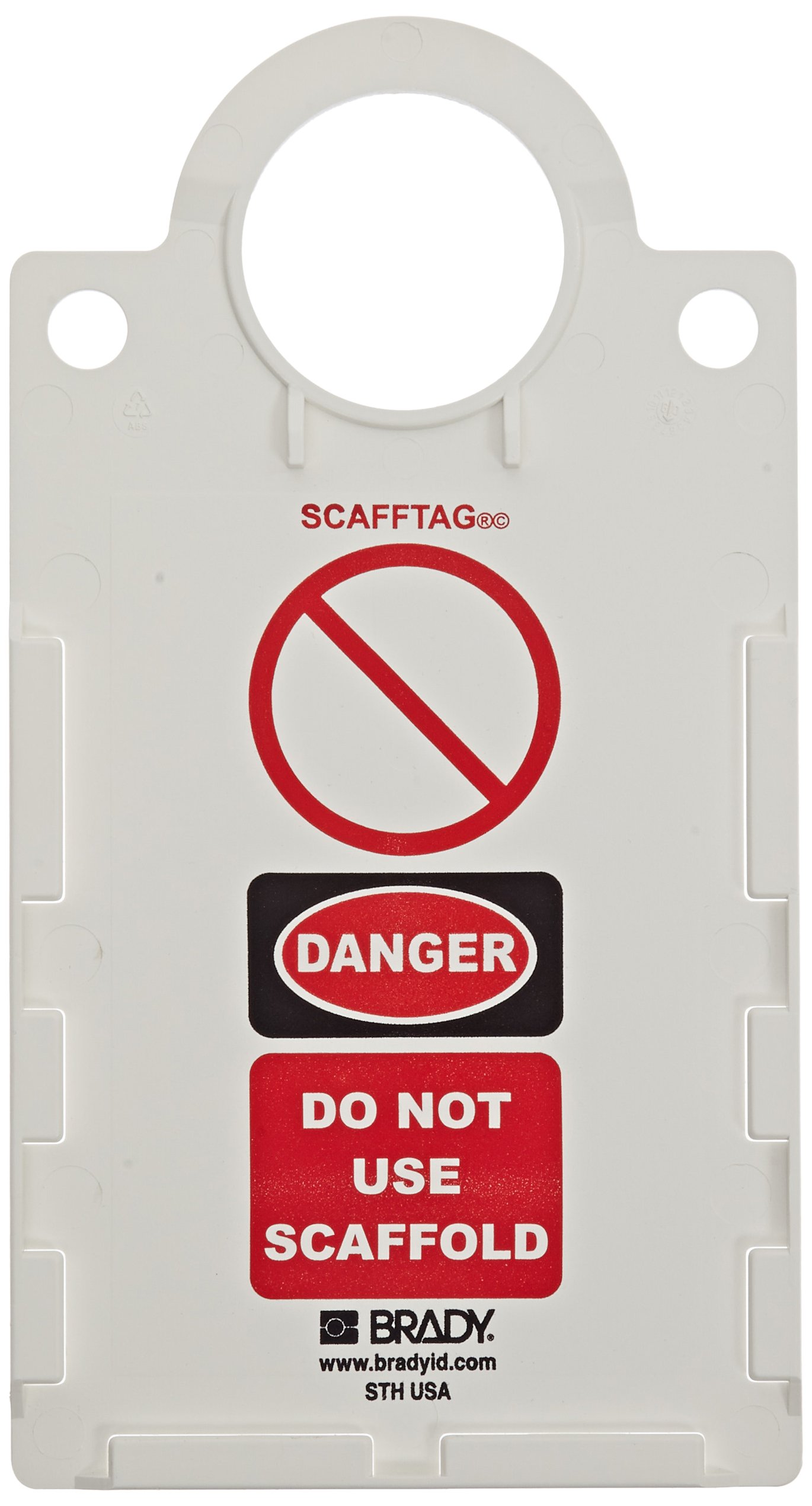Brady SCAF2-STHUSA 11-1/2" Height, 6" Width, Plastic, White Color Scafftag II Holder (Pack Of 10)