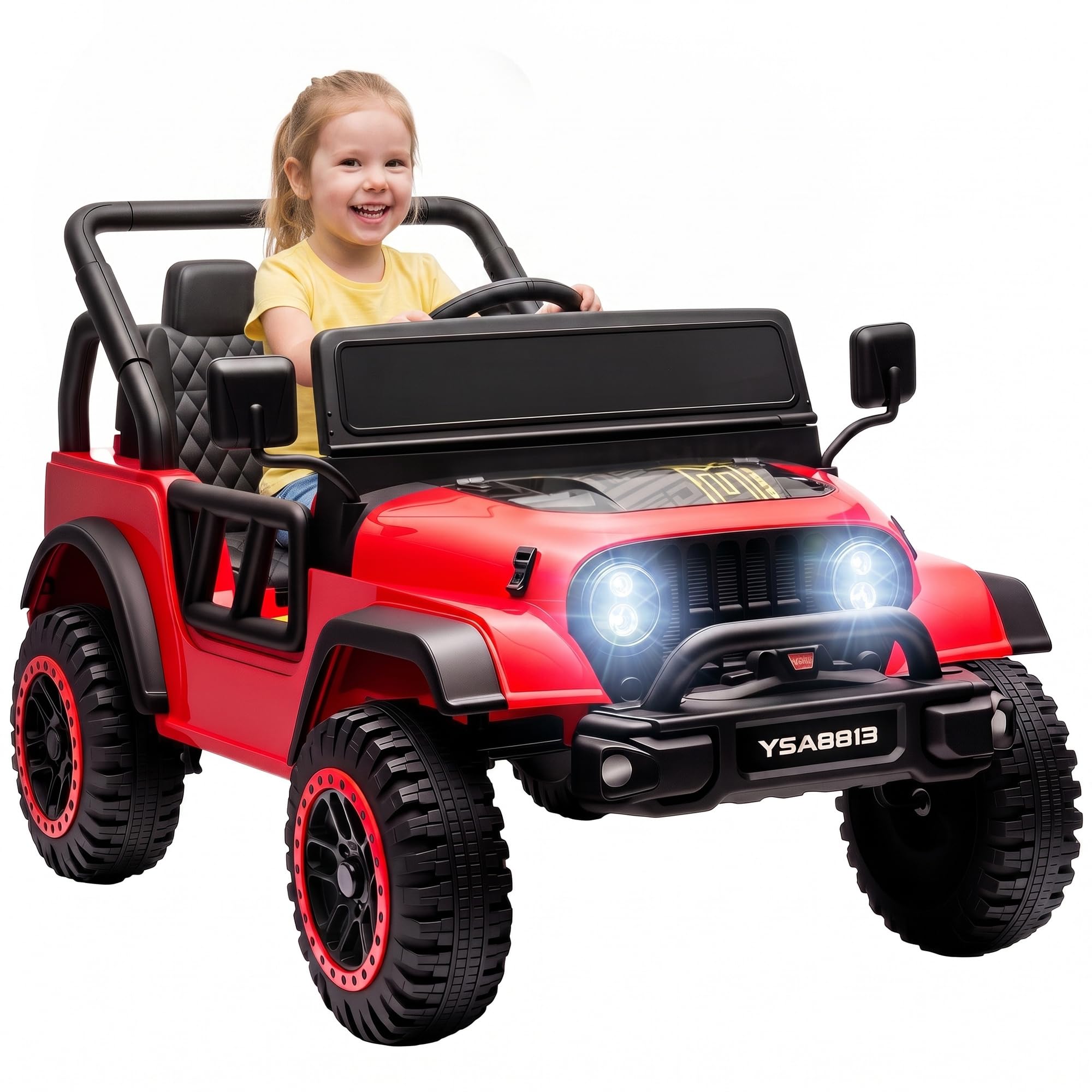 AIYAPLAY Macchina Elettrica per Bambini Fuoristrada 12V Telecomando, Rosso