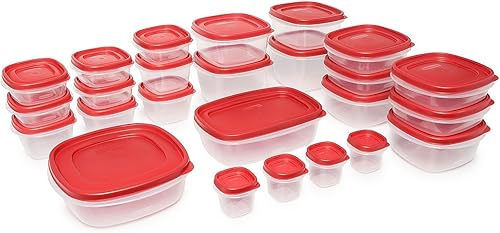 Rubbermaid Juego de contenedores de alimentos de tapa fácil de encontrar 1 Rojo