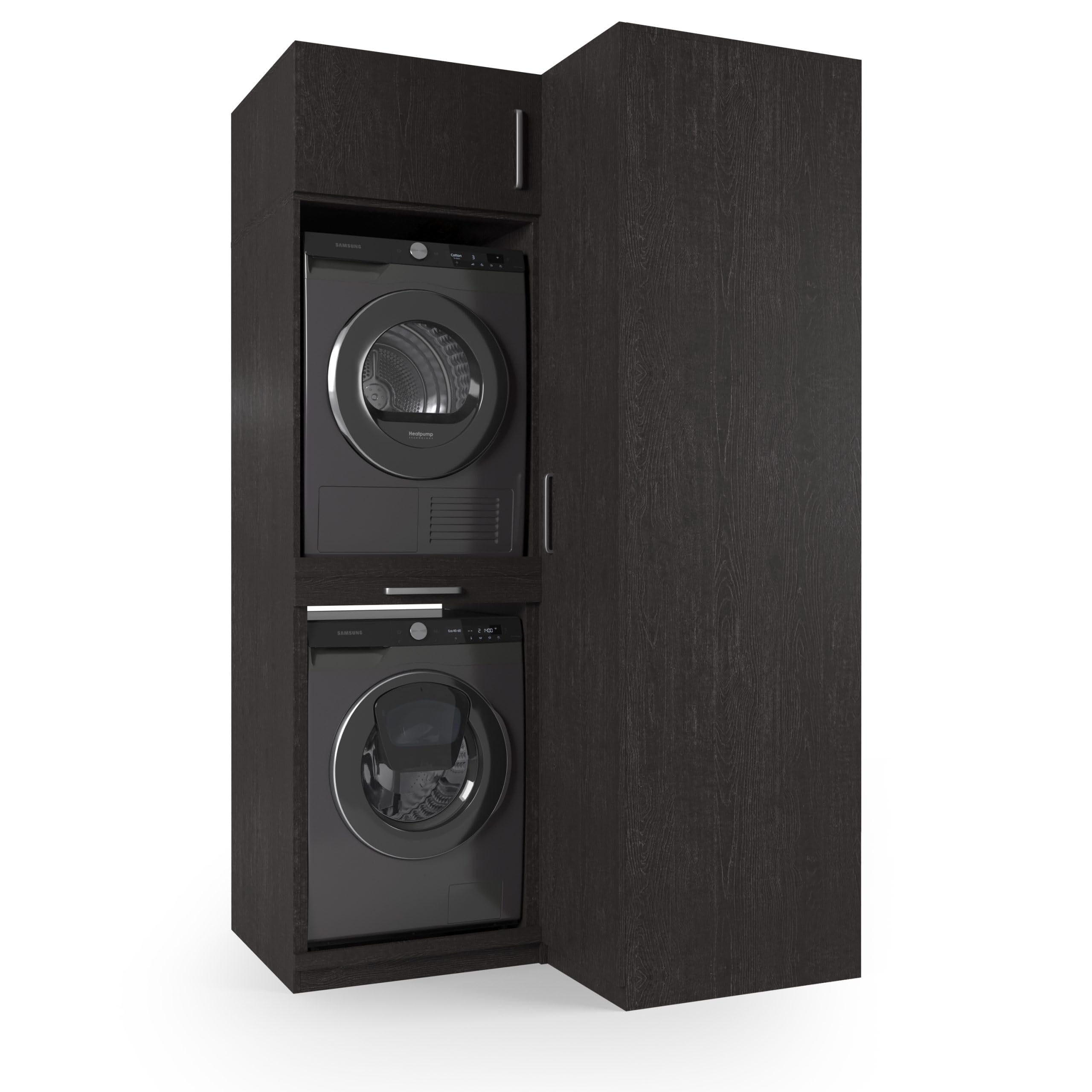 Lavadora Gabinete Madrid - Lavadora elevadora - Conversión a máquina - 700(D)*1365(B)*2350(H) mm - Negro - Diseño elegante, que ahorra espacio y ergonómico - Fácil de colocar