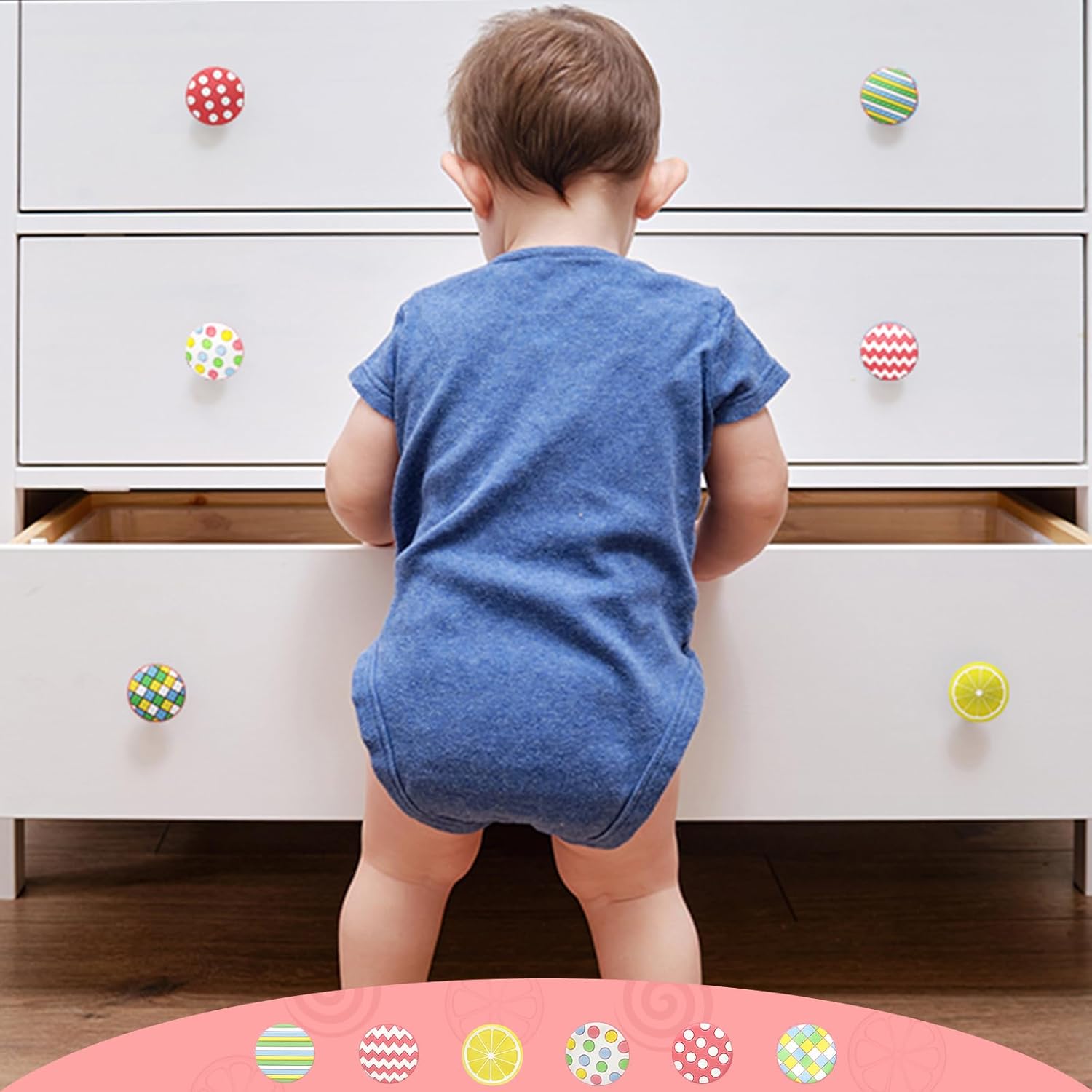 6pcs/Set Cartoon Shape Soft Rubber Knobs and Drawer Knobs for Closets, Organizer Box, Bookcase (C, Pink)