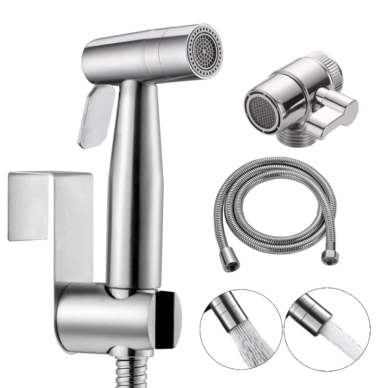 Pulvérisateur de Toilette Bidet avec Poignée et Vanne Adaptatrice - Hygiène Personnelle