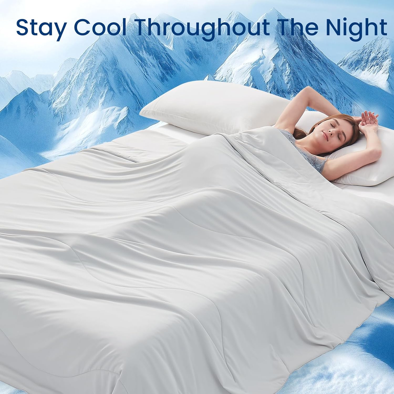 Topcee Cooling Comforter 60"x90"-Cooling Blanket Everlasting Cold Touch for Hot Sleepers-Q-max 0.35 Double-Sided Lightweight Design Summer Ice Blanket for Night Sweats-Grey Twin
