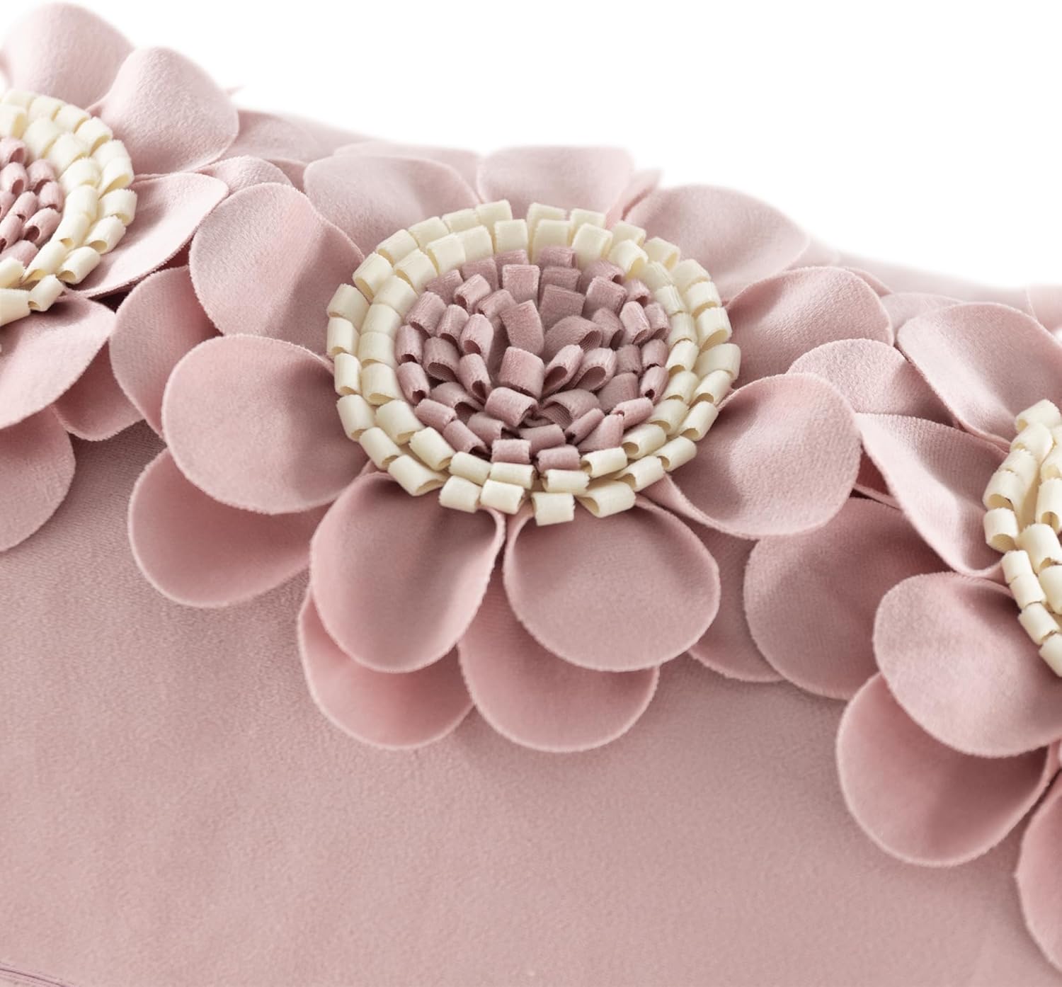 JWH 3D Flower Throw Pillow Cover Decorative Sunflower Accent Pillow Case Velvet Cushion Lumbar Pillowcase for Home Bed Sofa Couch Chair 12x20 Inches (Velvet, Dusty Pink White)