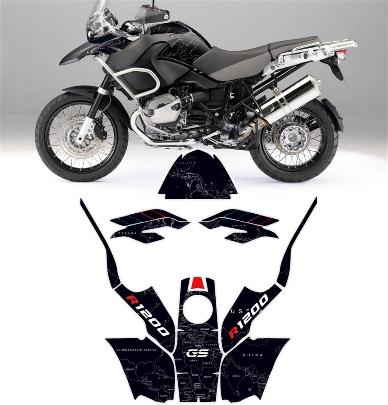 Motorfiets Brandstoftanksticker Voor BMW R1200GS Adventure R 1200 R1200 GS ADV Tankbeschermer Decal Tankpad brandstoftank beschermingsstickers(Setje 2