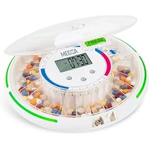 Automatic Pill Dispenser with 28 Day Electronic Medicine Organizer - Lockable Key Pill Container with LCD Display Light and Sound Reminder for Scheduled Medication for Elderly and Elderly