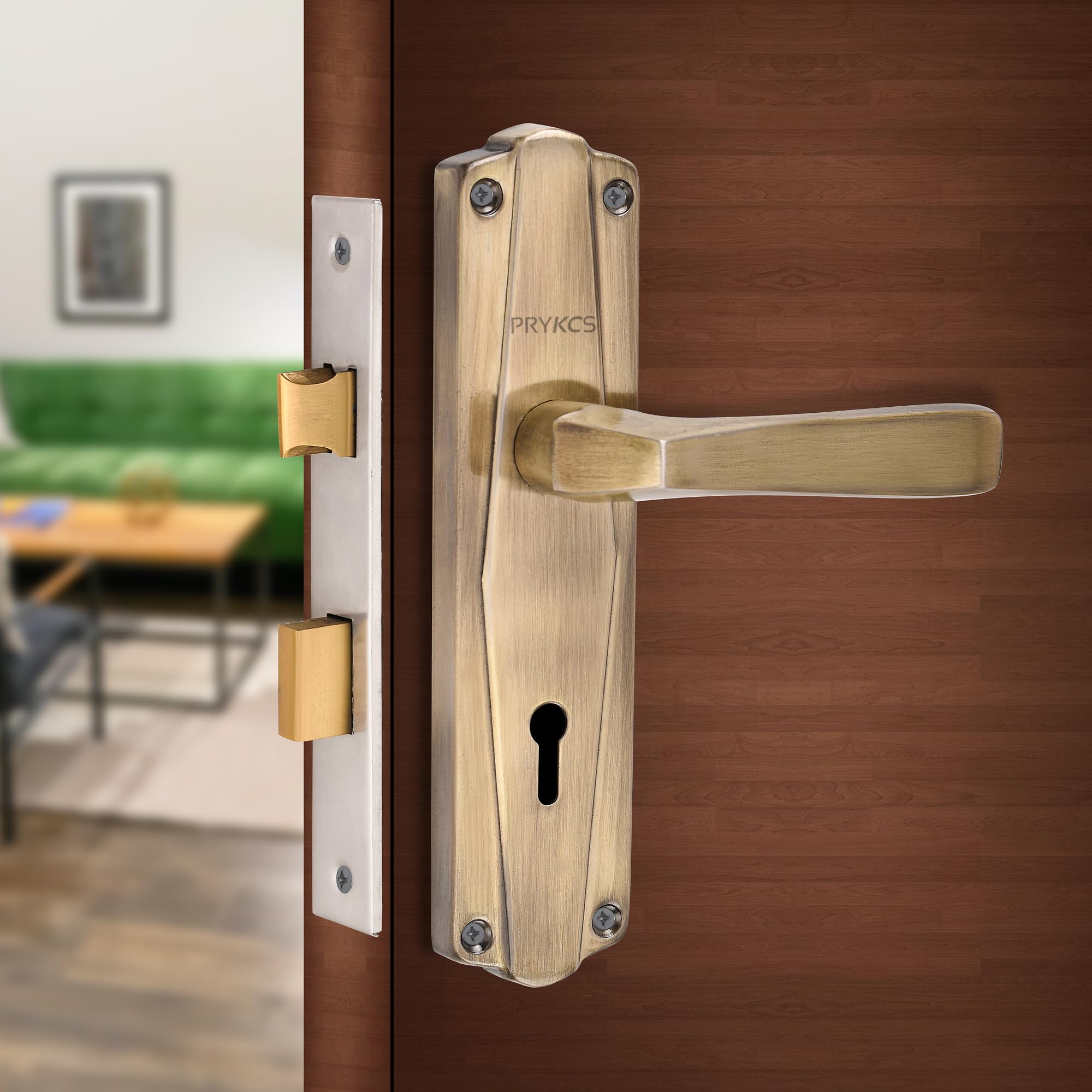PRYKCS Mriga 7 Inch Iron Mortice Handle Set with Single Turn 6 Lever Latch Lockset (2KEYS) | for Bathrooms, Bedrooms and Any Wooden Door_Lock_P3_Antique Finish (B0CK5589J1) Amazon Price History, Amazon Price Tracker
