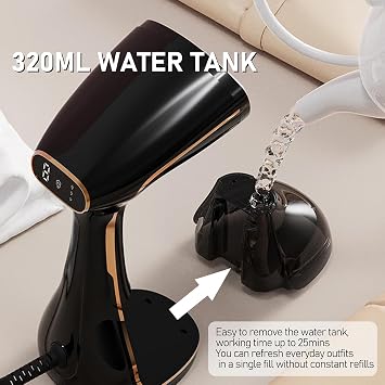 Delectables Clothes Steamer Handheld,Travel Garment Steamer Fabric Wrinkle Removal,20s Fast Heat-up,320ml Water Tank,Portable Steamer for Clothes Home No Ironing Board Needed