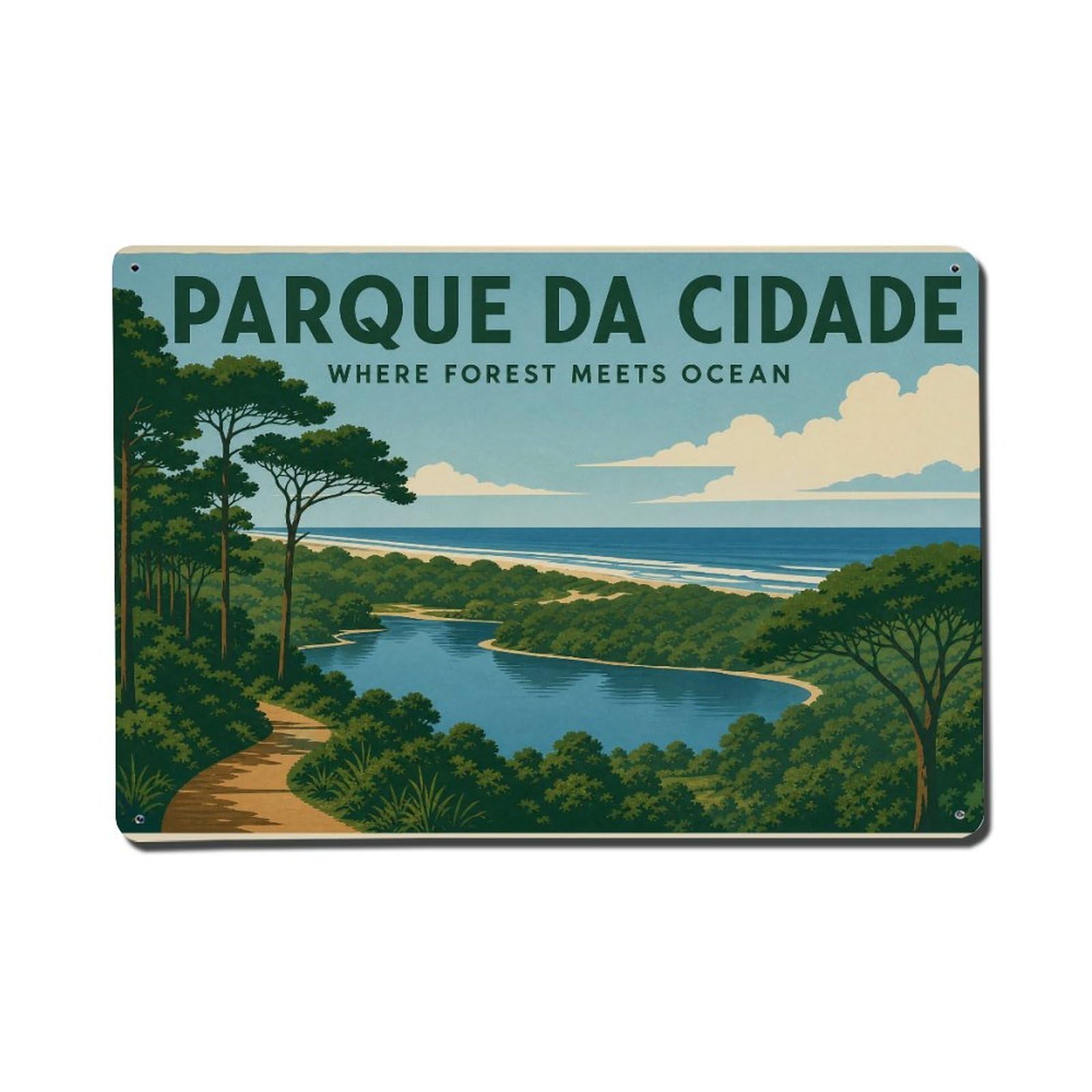 Huiyhb 8X12inch(20X30cm) Vintage Travel Parque Cidade Urban Forest Portugal Metal Tin Sign