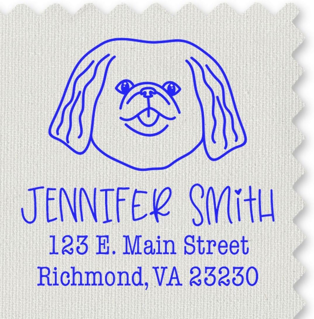 Personalized Pekingese Dog Address Stamp Set for Crafting & DIY Projects | Custom Return Mailing Labels & Event Invitation Stamps | Self-Inking Square Rubber Stamper for Pet Lovers 1-5/8