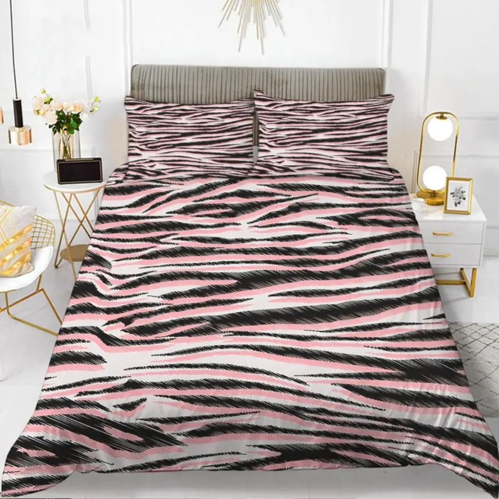 Housse de couette 260x240 zèbre en microfibre douce et thermorégulatrice