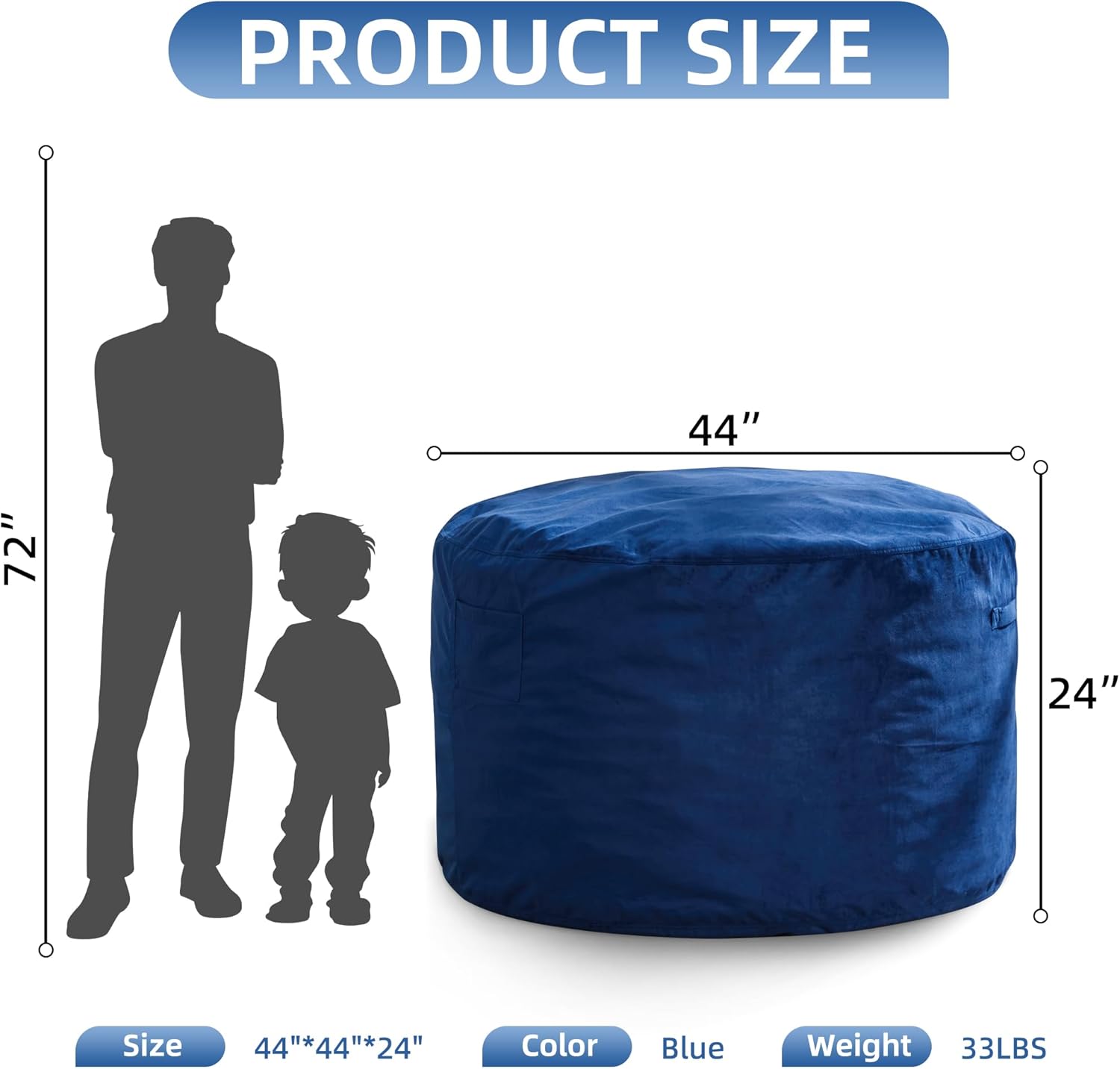 Hobestluk 4FT Bean Bag Chair Giant Bean Bag Chairs for Adults Large Bean Chairs with Removable Cover, Beanbag Chair with Filler, Adult Bean Bag Chairs for Living Room, Bedroom - Image 2