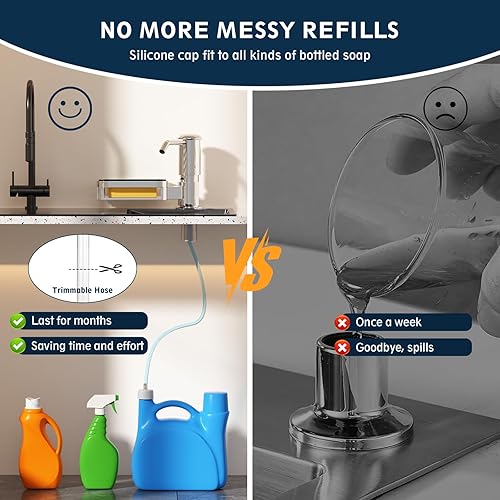 Miniatura 5 de Dispensador de jabón para fregadero de cocina, dispensador de jabón para fregadero debajo del mostrador con kit de tubo de extensión de 39 pulgadas,