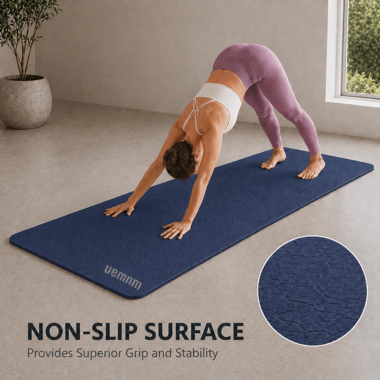 10 mm Yoga Mat 72"x26" TPE Non-Slip Exercise Mat 0.4" Thick, Easy-to-Carry Fitness Mat for Yoga, Pilates & Workout, Professional Mat, Made with Recyclable Material, Durable, Easy to Clean