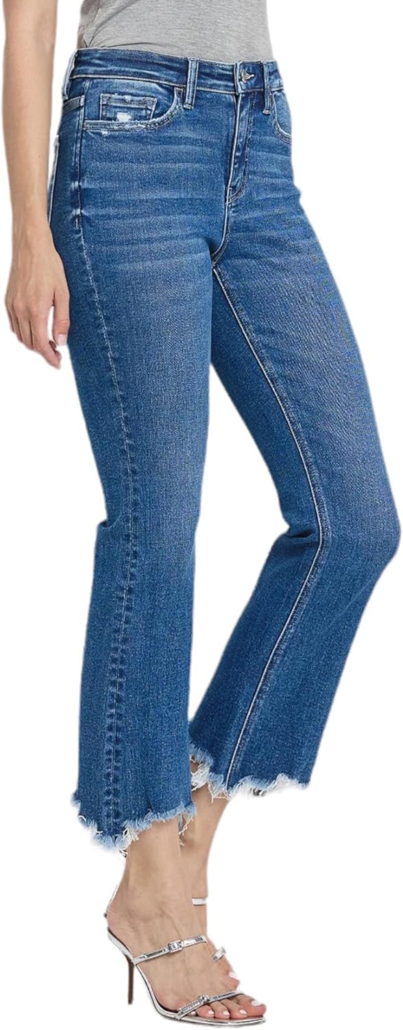 Flying Monkey High Rise Kick Flare Jeans Medium Blue