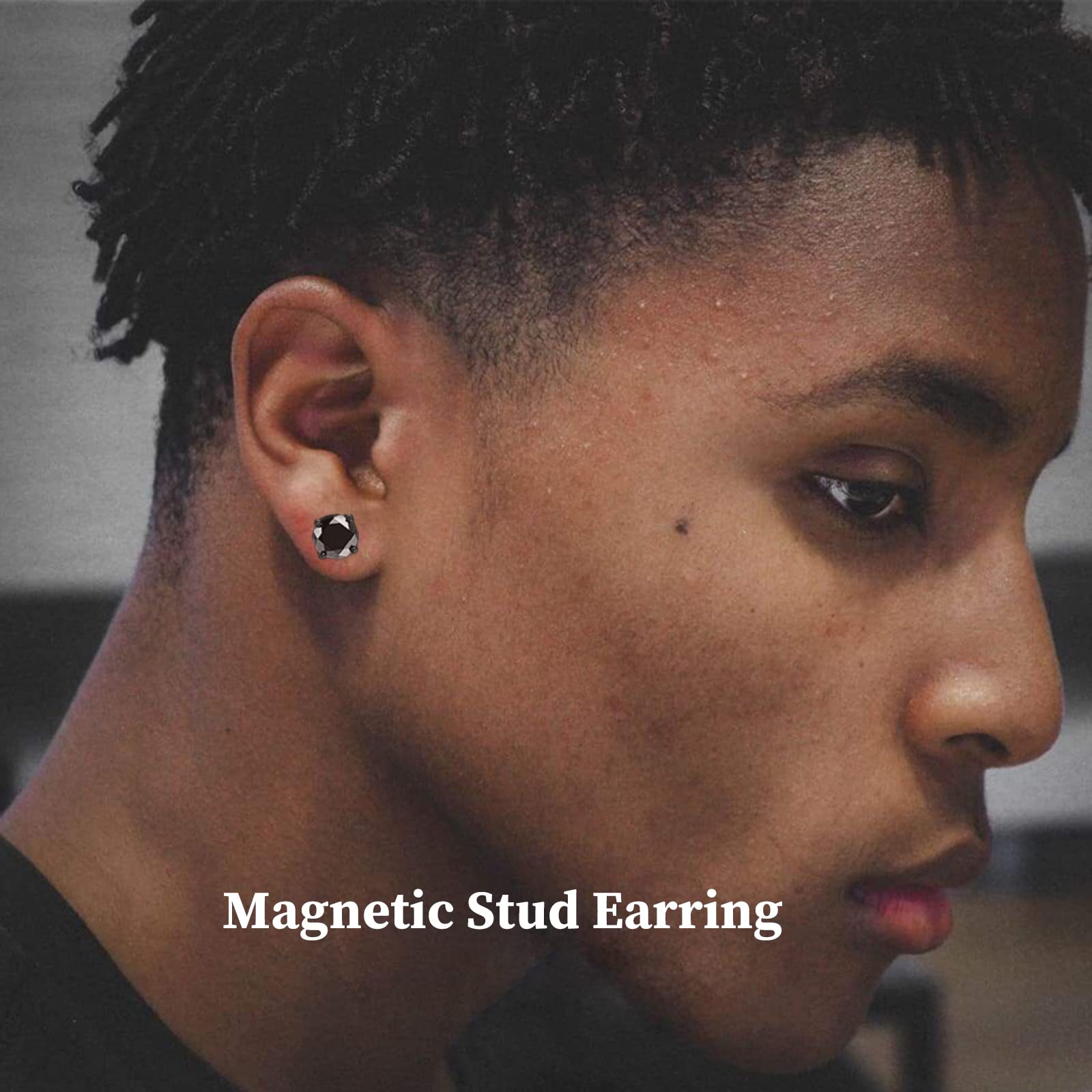 Juego de 16 pares de aretes magnéticos para hombres y mujeres, de acero inoxidable 316L, aretes de aro con clip sin perforación, aretes de circonita cúbica, Metal, Circonia cúbica 7