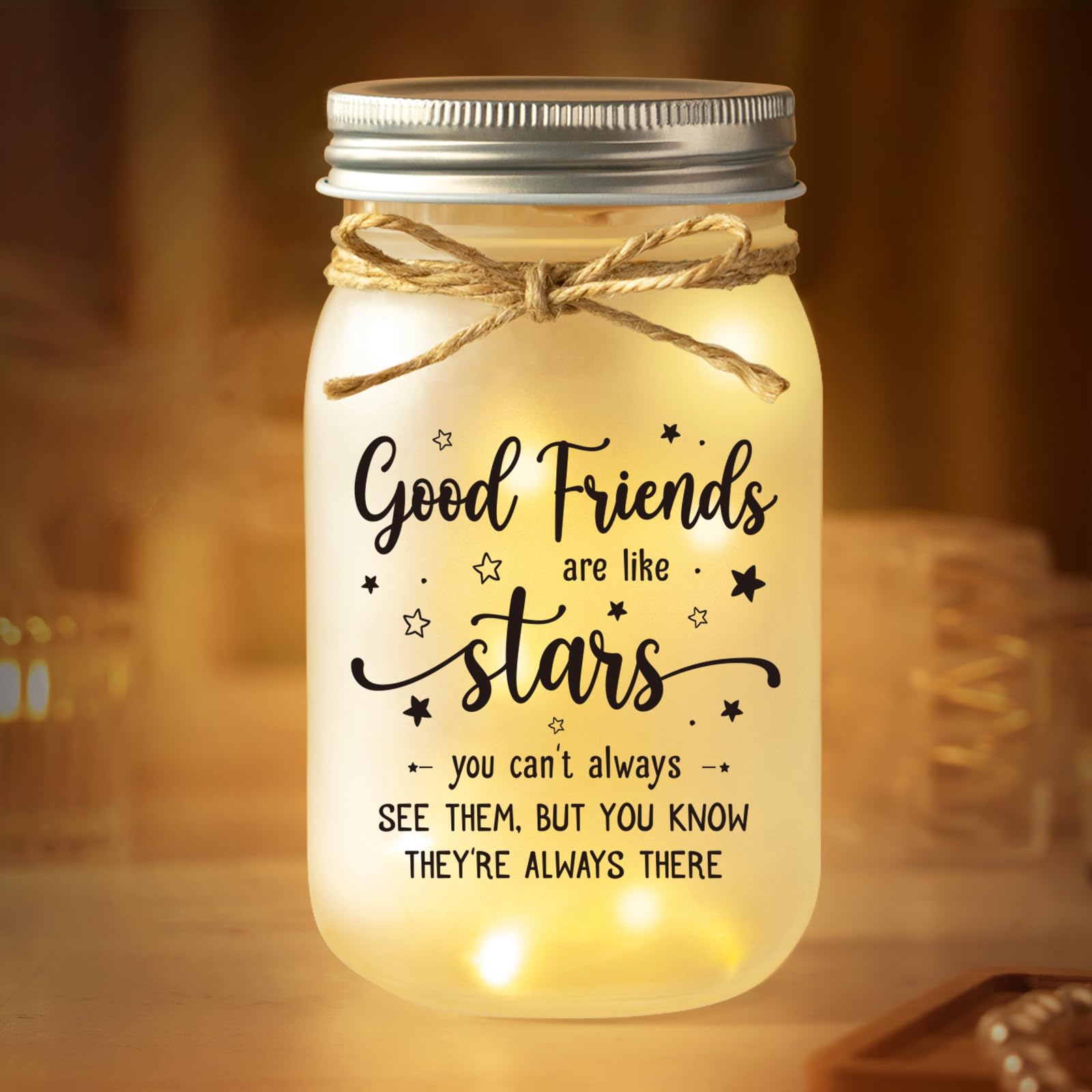 Friendship Gifts for Women, Mason Jar Night Lights for Friends Female