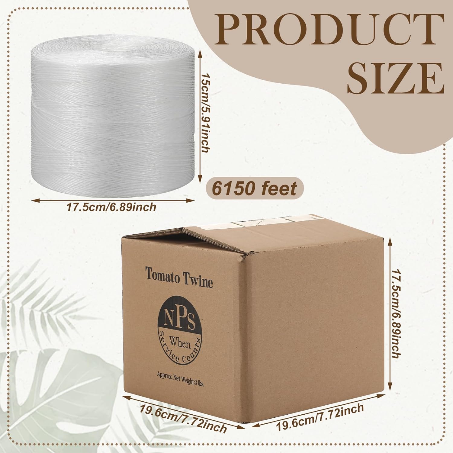 6150 Ft Tomato Tying Garden Twine with Cardboard Storage Box Heavy Duty White Polypropylene Twine for Florida Weave Trellis Tomatoes, Climbing Plants, Floristry