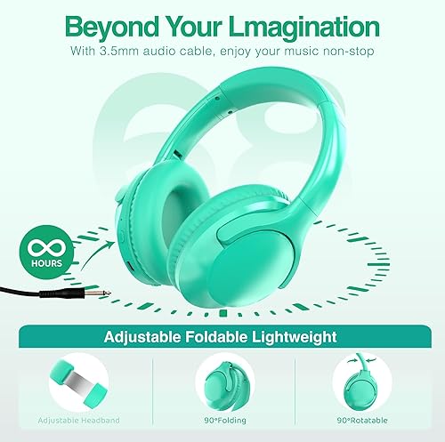 Miniatura 6 de MIDOLA - Auriculares Bluetooth MIDOLA con micrófono, plegables y ligeros, cubren las orejas, 68 horas de reproducción, 6 EQ, inalámbricos, estéreo
