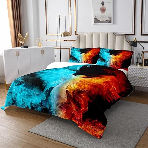 Miniatura 3 de Erosebridal Phoenix - Juego de colcha tamaño King, juego de edredón de fuego de hielo Phoenix para niños, adolescentes y adultos, decoración de