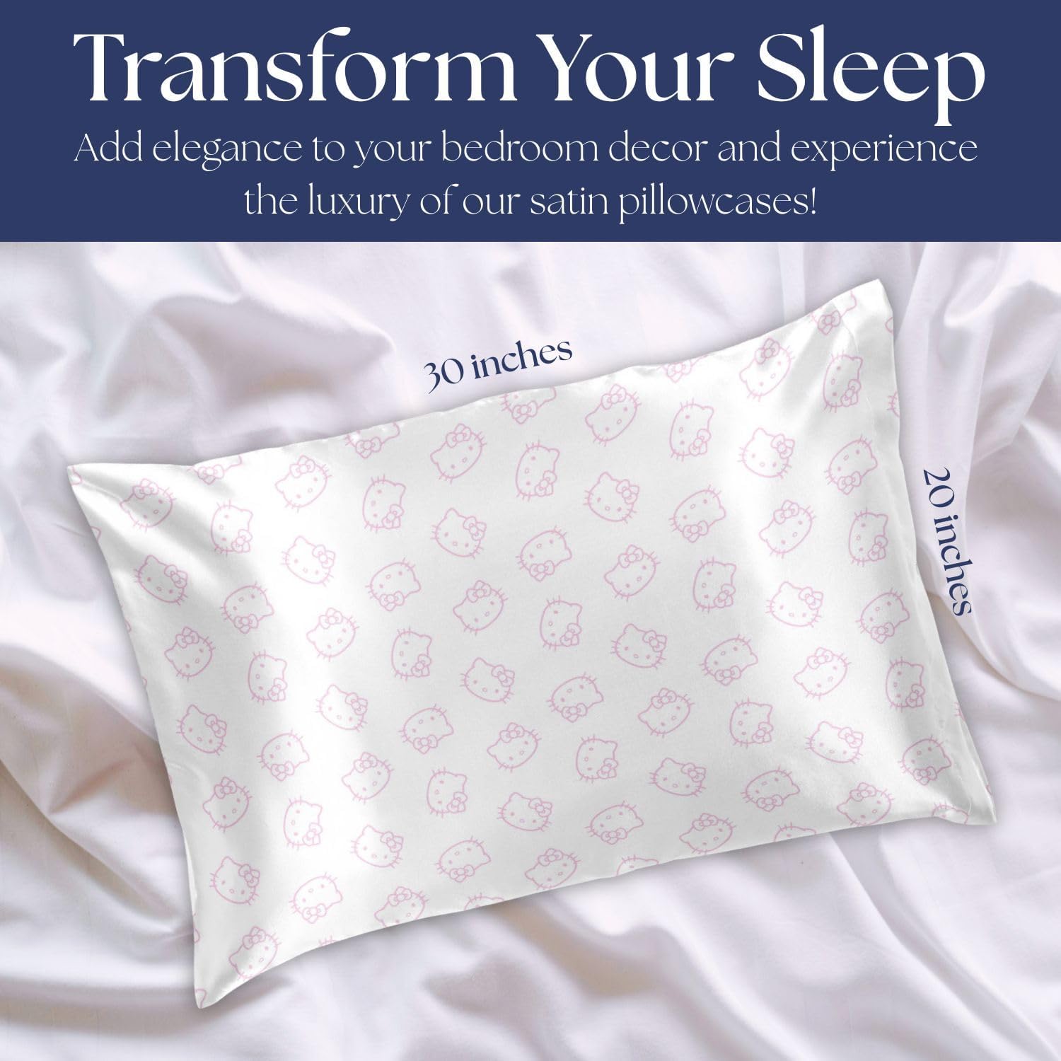 Jay Franco Satin Pillowcase - Standard Size 20x30 Inch Silky Soft Premium Pillow Cover, Pink - Hello Kitty - Image 2