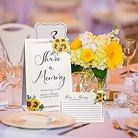 Vista 7 de Zonon 50 tarjetas de memoria con diseño de girasol, con texto en inglés "Share a Memory Card", para celebración de la vida, decoración de bodas