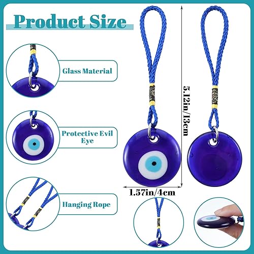 Miniatura 2 de 4 piezas colgante de cristal azul contra el mal de ojo para colgar, adorno de amuleto contra el mal de ojo para espejo retrovisor del auto, amuleto