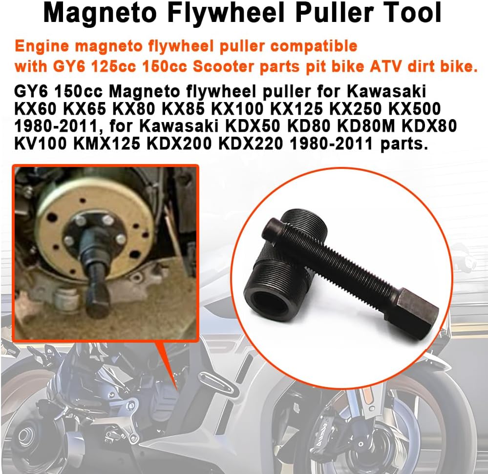 Magneto Flywheel Puller (24mm&27mm), Stator Remover Small Engines Fits for GY6 50CC 125CC 150cc Yamaha Suzuki Honda KTM Scooter ATV Dirt Bike Repair Tool，Flywheel Turning Tool