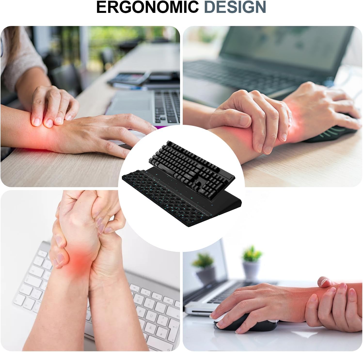 Computer Keyboard Stand with Wrist Rest,Comfy Ergonomic Tilted Keyboard Holder,Keyboard Tray Support for Office Home (Blue Starry Sky) - Image 8