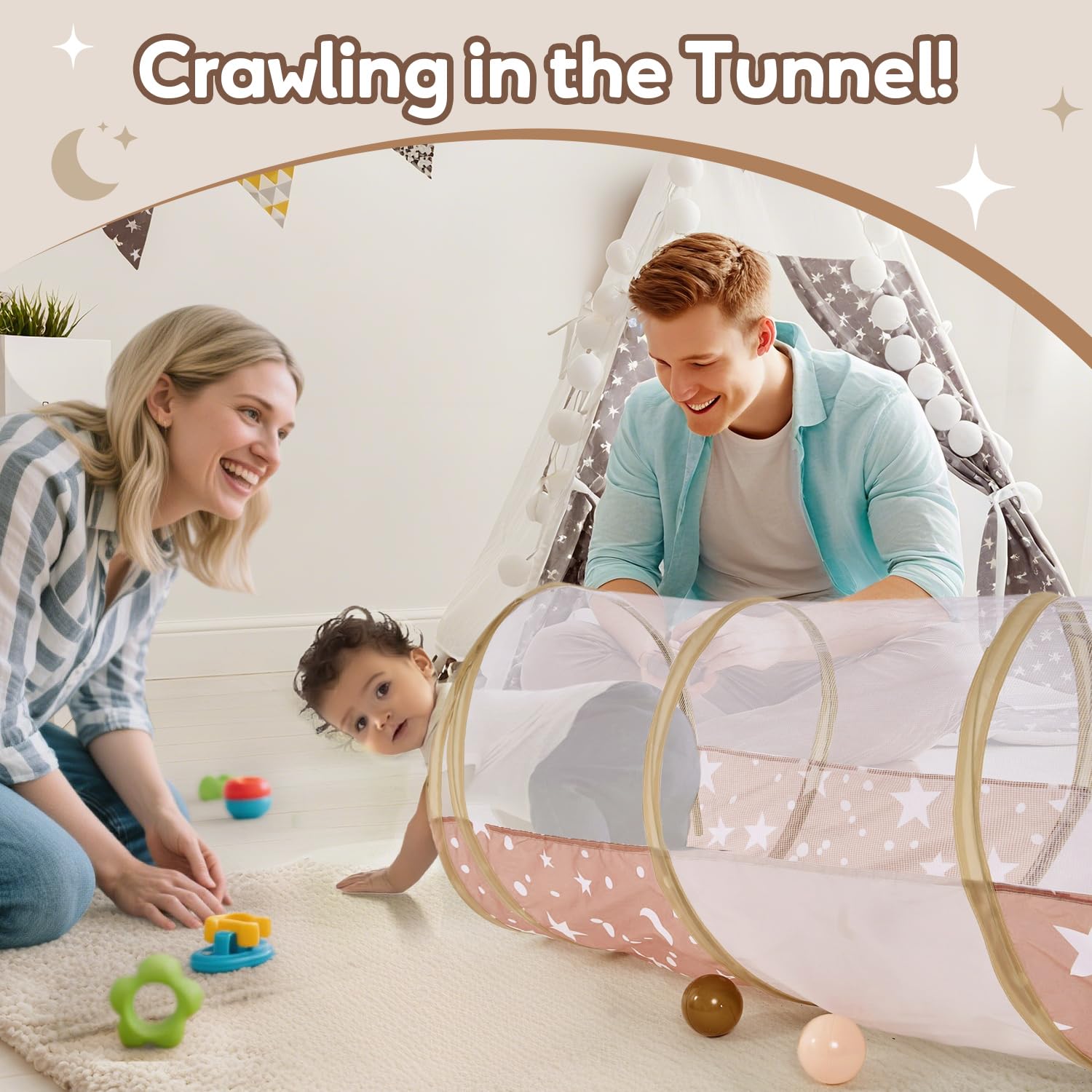 Tienda de campaña de túnel de juego para niños pequeños, túnel de bebé de 70 x 18 pulgadas para gatear en interiores, túnel de juego para que los niños gateen para bebés o mascotas, juguetes de 4