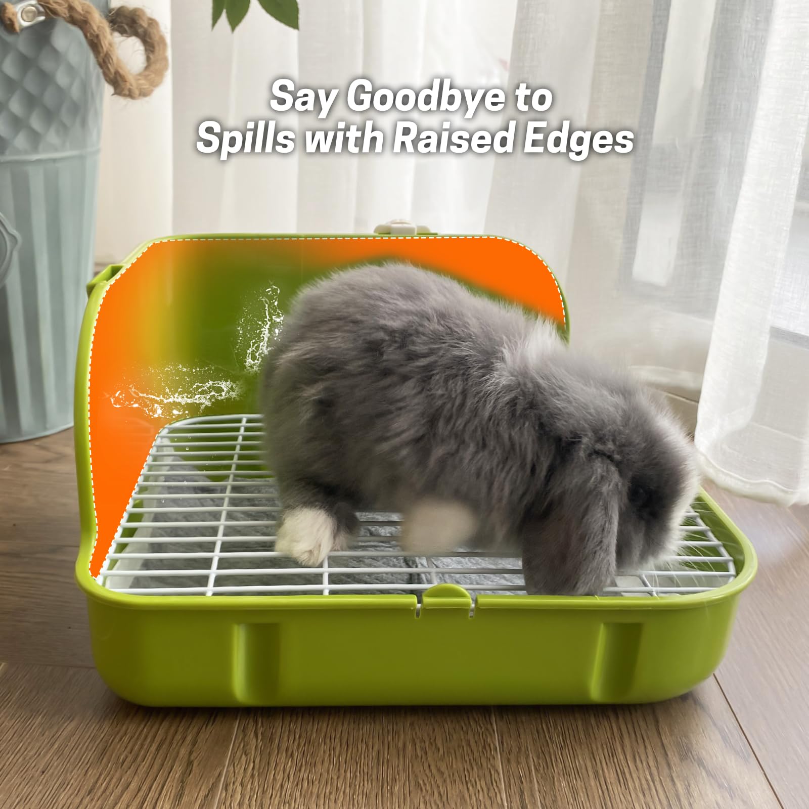 Rabbit Litter Box, Bunny Litter Box, Guinea Pig Potty Trained, Square Small Animal Toilet Potty Pan for Rabbit Guinea Pig Ferret Hamster Chinchilla (Grass Green) - image 5