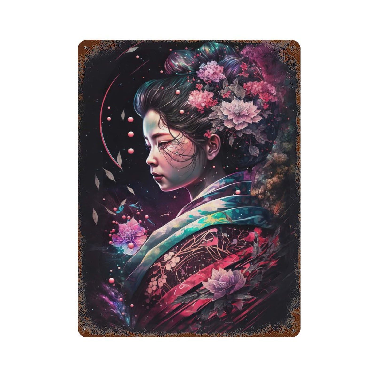 Japanese Geisha Retro Metal Sign 15.7"x11.8", for Garage, Bar And Workshop Decor, Shabby Chic Decor