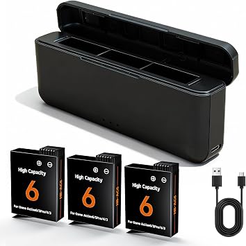 3-Pack 2800mAh Battery Kit for DJI Osmo Action 6 5 Pro 4 3