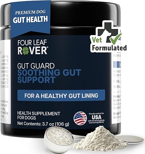 Four Leaf Rover Gut Guard - Dog Probiotics, Prebiotics, and Organic Herbs for Gut Health and Immune Support - Veterinarian Formulated - 30 Day Large