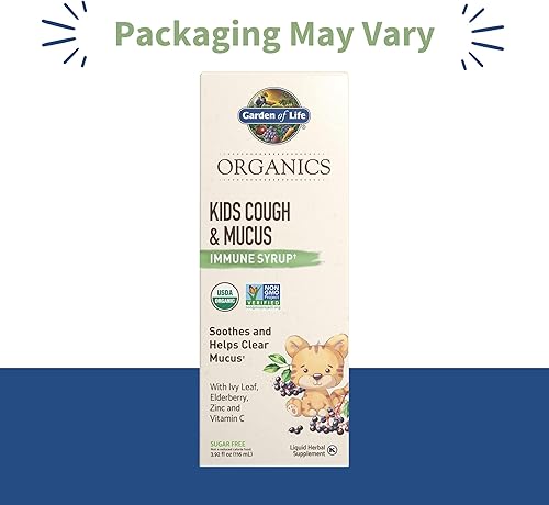 Miniatura 2 de Garden of Life Mykind Organics - Soporte inmunológico de zinc para niños, jarabe inmunológico para la tos y el moco con hoja de hiedra, vitamina C y