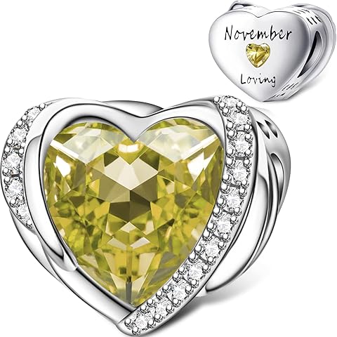 NINGAN Birthstone Charms for Bracelets, Angel Wings 925 Sterling Silver Love Heart Bead Pendant Engraved Symbolizes, Happy Birthday Mother's day Jewelry Gifts for Women