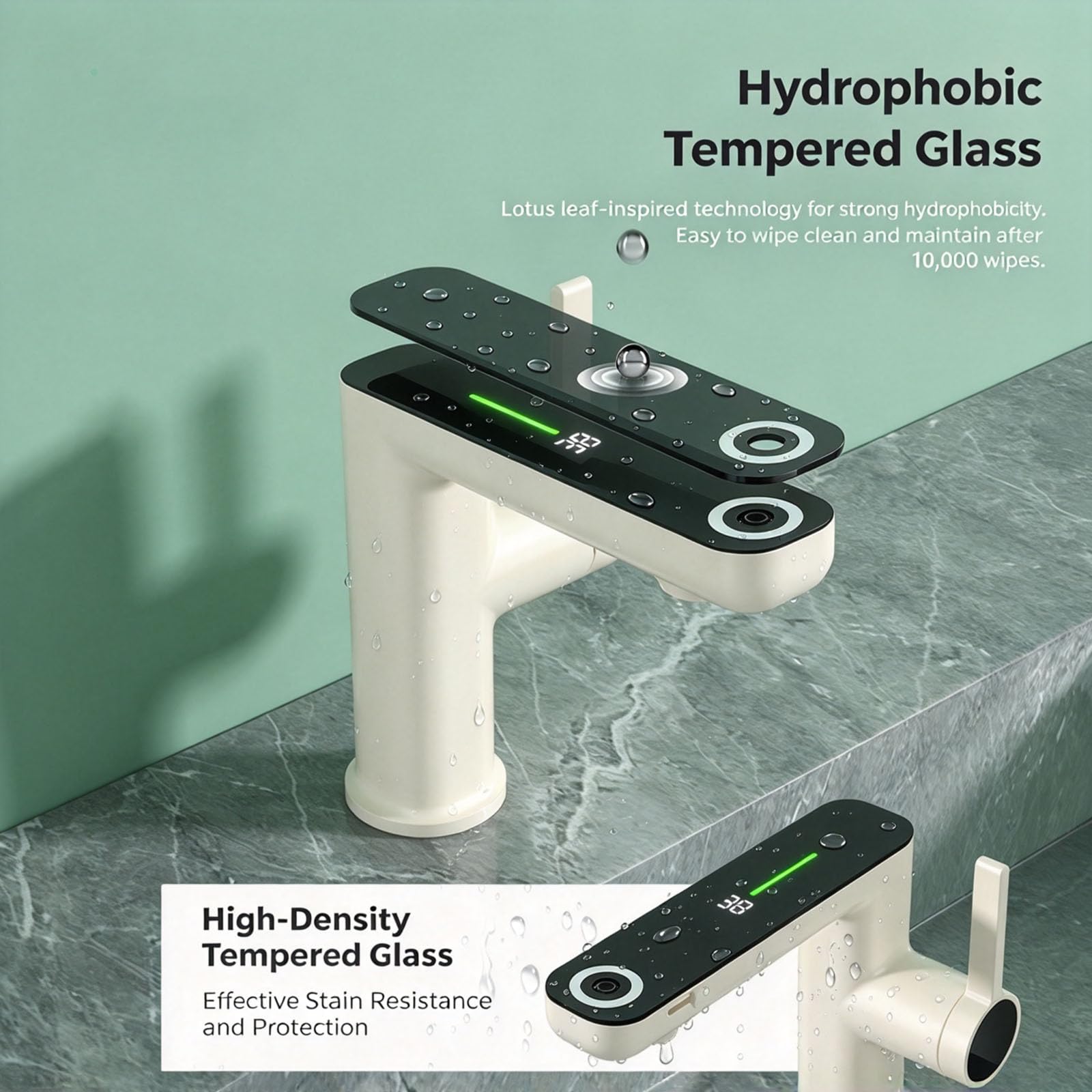 Miscelatore Per Lavabo Con Display Digitale A Led, Acqua Calda E Fredda (Chrome finish)