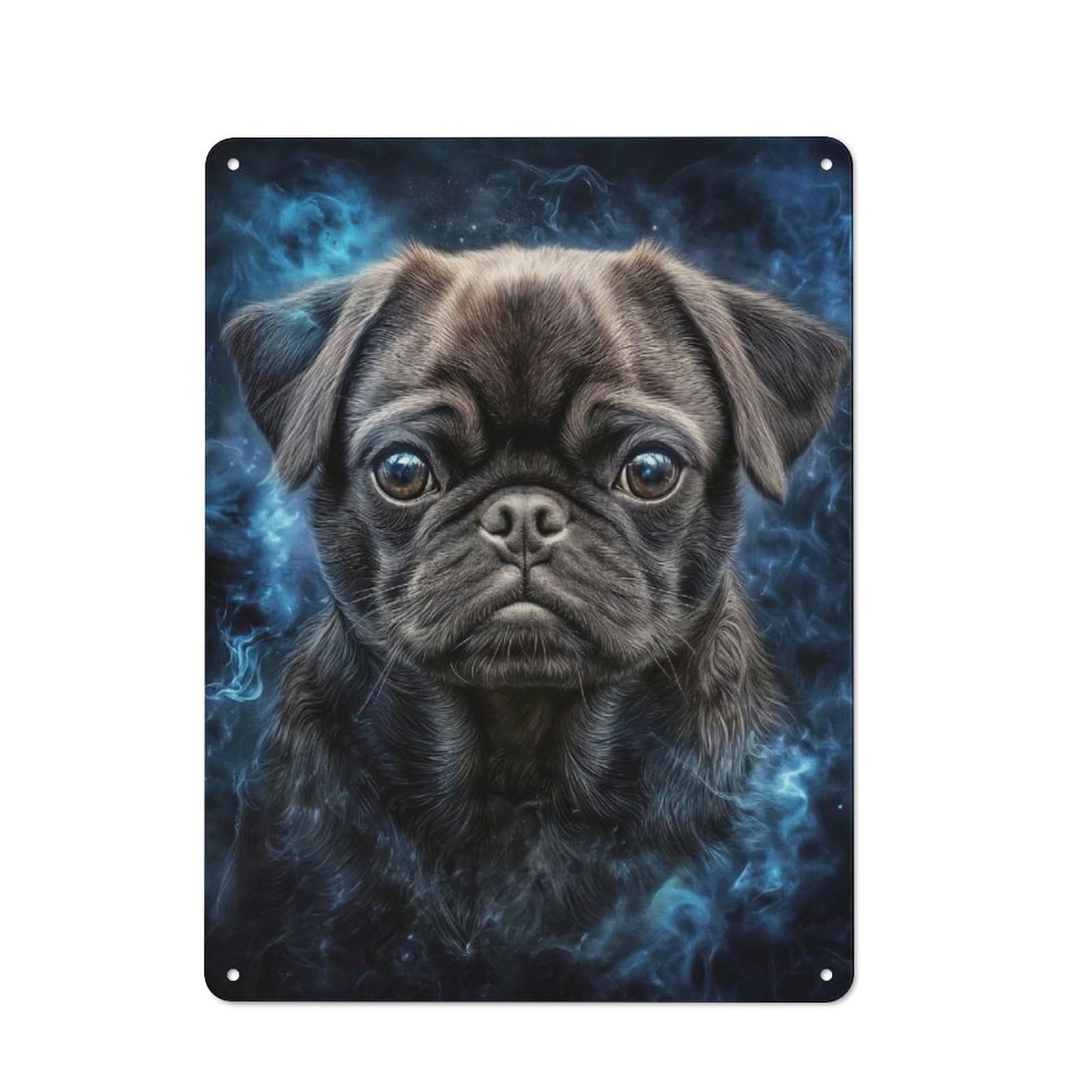 Junmoney Pug Dog Portrait Metal Wall Sign 40X30cm, Nostalgic Classic Pub Decor For Pub, Home Bar, Shed Or Man Cave