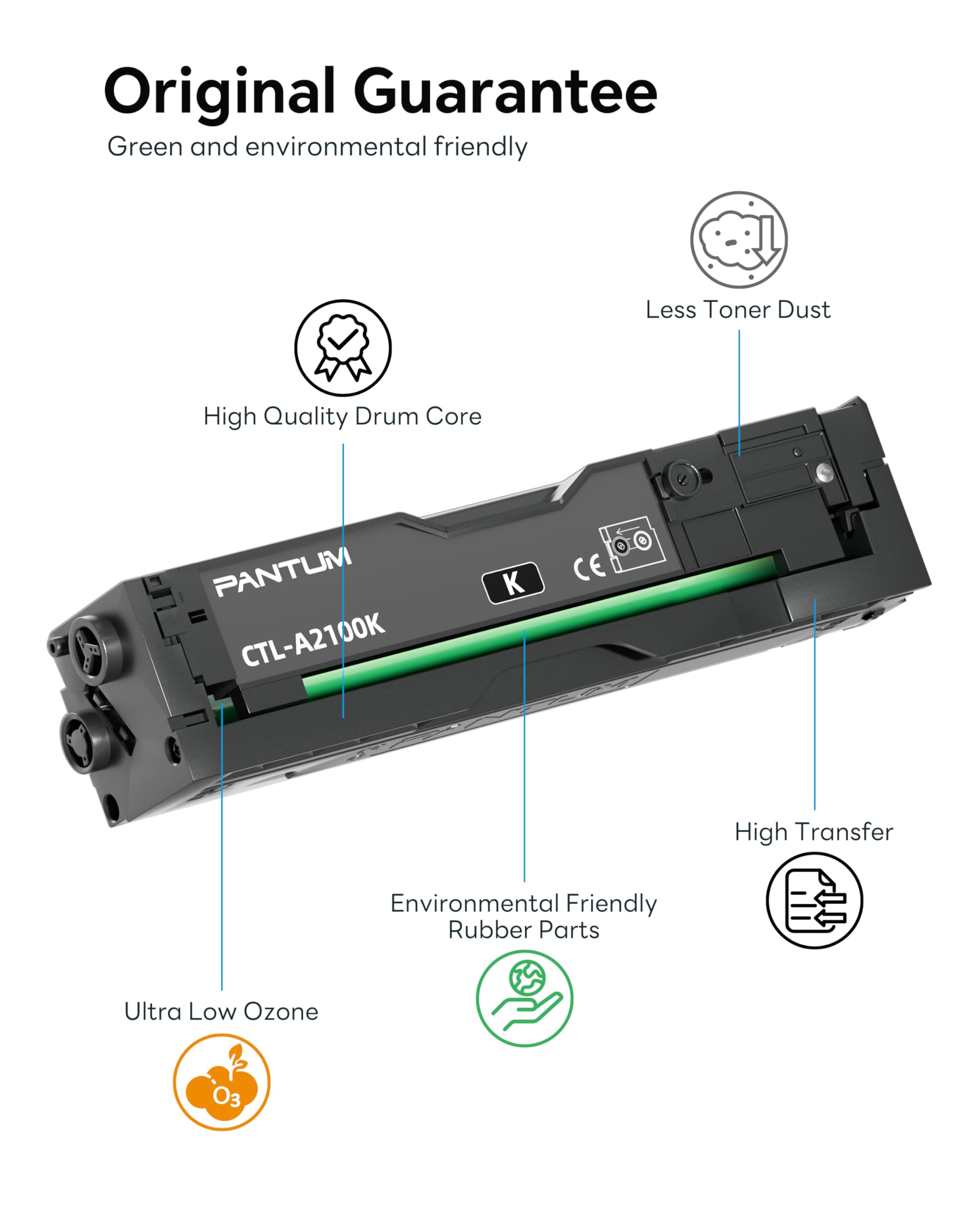 PANTUM CTL-A2100K Originale Cartuccia toner compatibile con la stampante laser a colori CP2100DW CM2100DW CM2100ADW, Capacità 1500 pagine, 1-Pack (Nero, Standard Capacità)