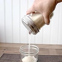 Vista 3 de Tapas de acero inoxidable para dispensación de azúcar, estilo retro, para tarros Mason (paquete de 2, boca ancha)